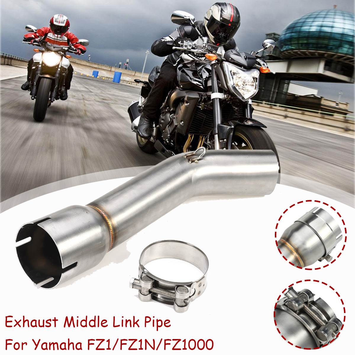 Motorcycle-Exhaust-Middle-Pipe-Link-Pipe-For-Yamaha-FZ1FZ1NFZ1000-Stainless-1784187