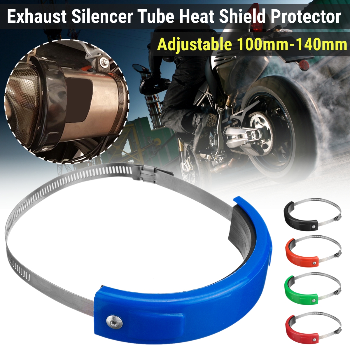 Motorcycle-Exhaust-Silencer-Tube-Heat-Shield-Protector-Adjust-10cm-14cm-1784031