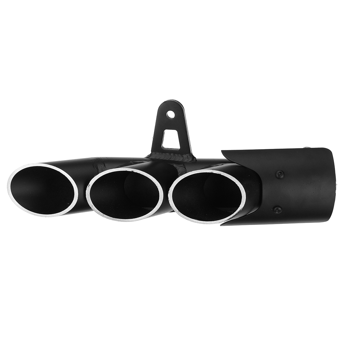 Motorcycle-Exhaust-Three-outlet-Pipe-with-Mounting-Clamp-Black-1225426