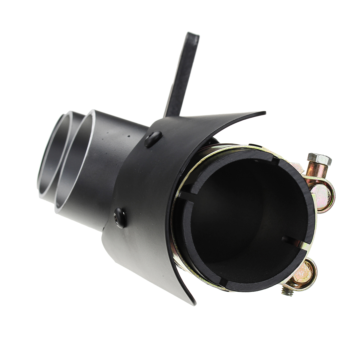 Motorcycle-Exhaust-Three-outlet-Pipe-with-Mounting-Clamp-Black-1225426