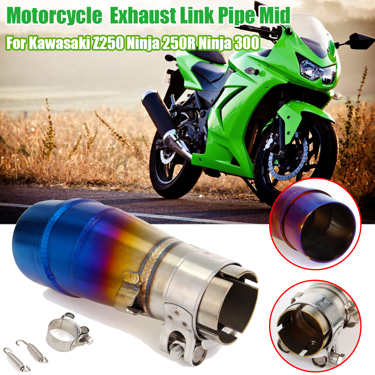 Motorcycle-Mid-Exhaust-Muffler-Link-Pipe-Tube-Escape-Connect-Adapter-Pipe-Spring-Clamp-For-Kawasaki--1780667