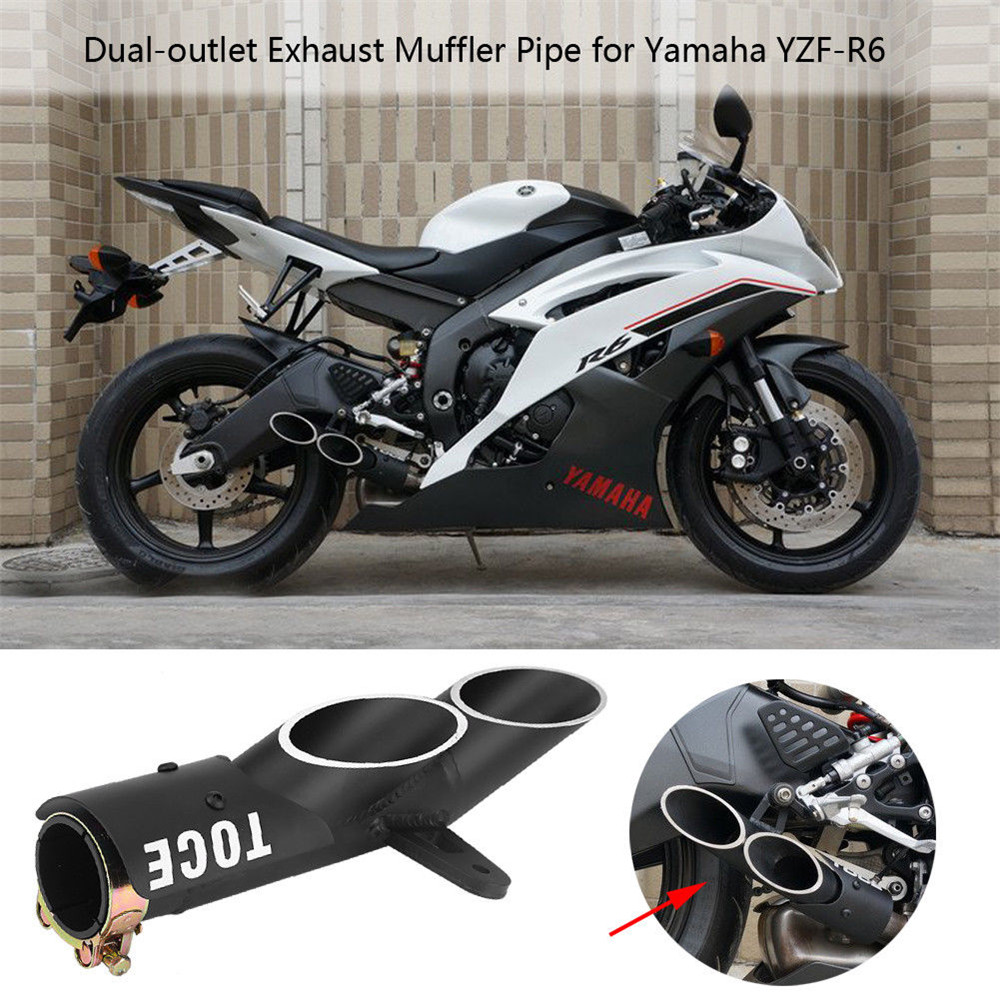 New-Dual-outlet-Exhaust-Tail-Pipe-Muffler-Tip-For-Yamaha-YZF-R6Suzuki-GSX-R-1342340