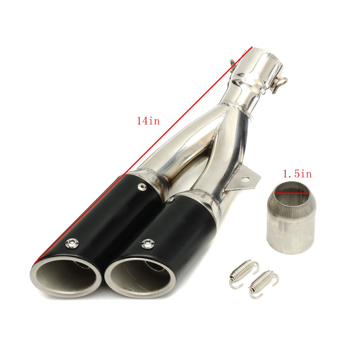 Universal-38-51mm-Dual-Exhaust-Muffler-Pipe-Stainless-Motorcycle-Street-Bike-1172275