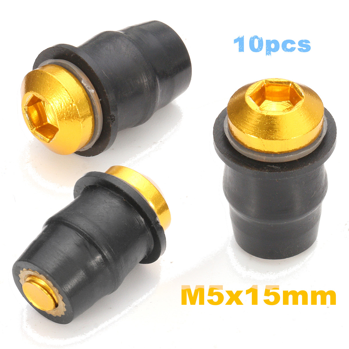 10pcs-Motorcycle-M5x15mm-Windscreen-Windshield-Fairing-Nut-Bolt-Screw-Gold-1356011