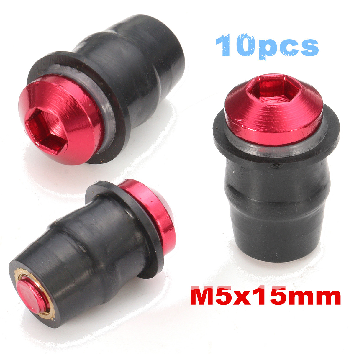 10pcs-Red-Motorcycle-M5x15mm-Windscreen-Windshield-Fairing-Well-Nut-Bolt-Screw-1355240