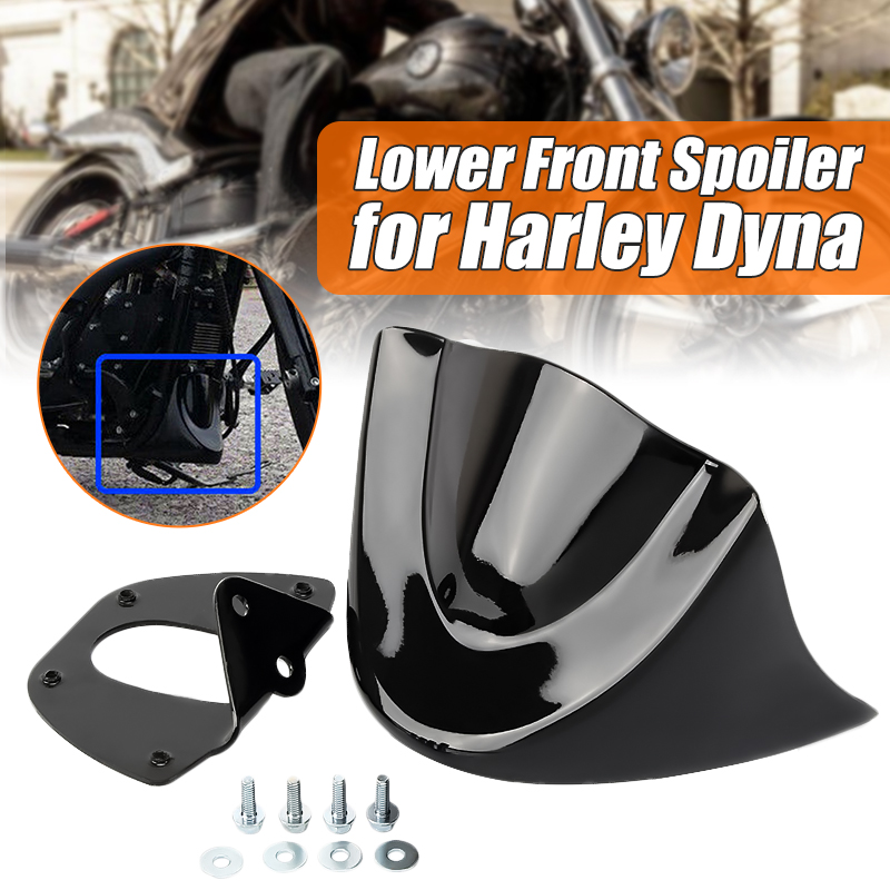 Motorcycle-Front-Chin-Spoiler-Fairing-Mudguard-Cover-Glossy-Black-For-Harley-Dyna-2006-2017-1301921