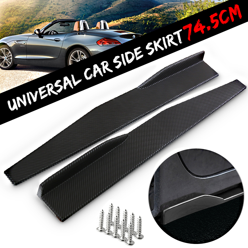 2-Pcs-745cm--2933quot-Universal-Fit-Plastic-Black-Car-Side-Skirt-Rocker-Splitters-Winglet-Wings-1500425