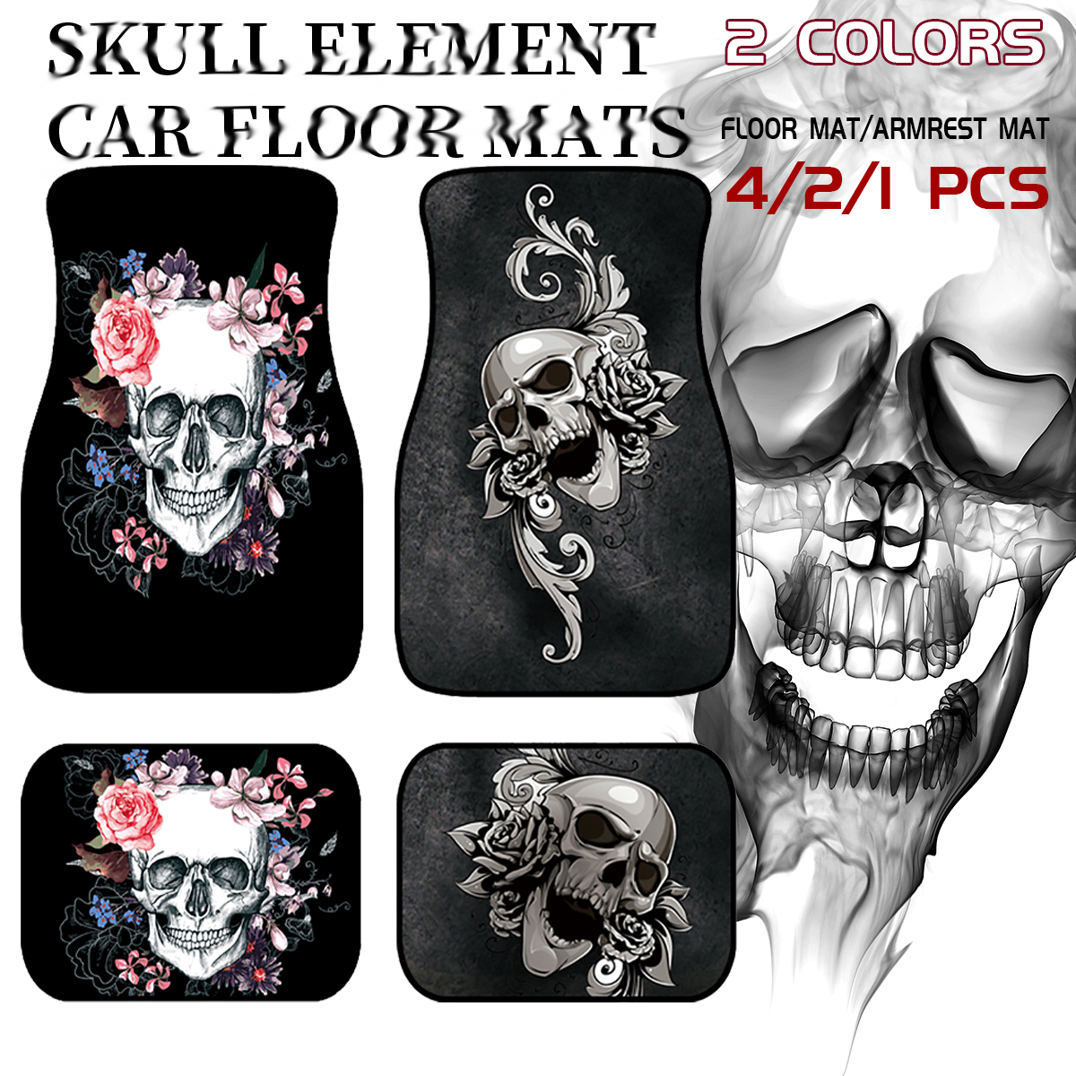 Car-Mats-Rubber-Black-Universal-Fit-Non-Slip-Dustproof-Skull-3D-1803009