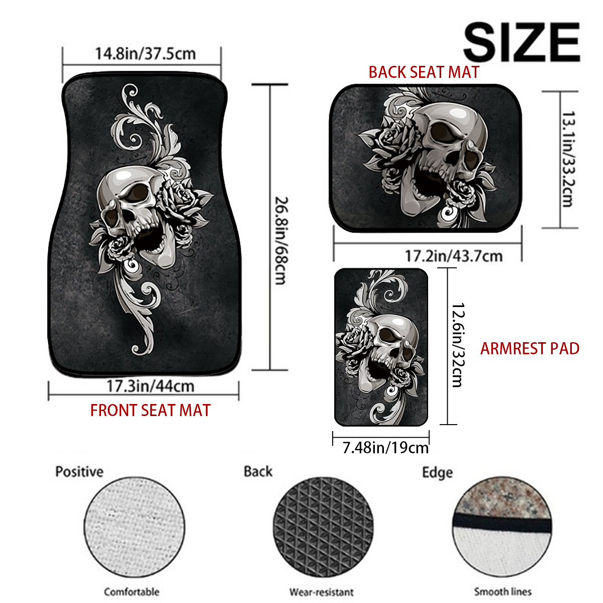 Car-Mats-Rubber-Black-Universal-Fit-Non-Slip-Dustproof-Skull-3D-1803009