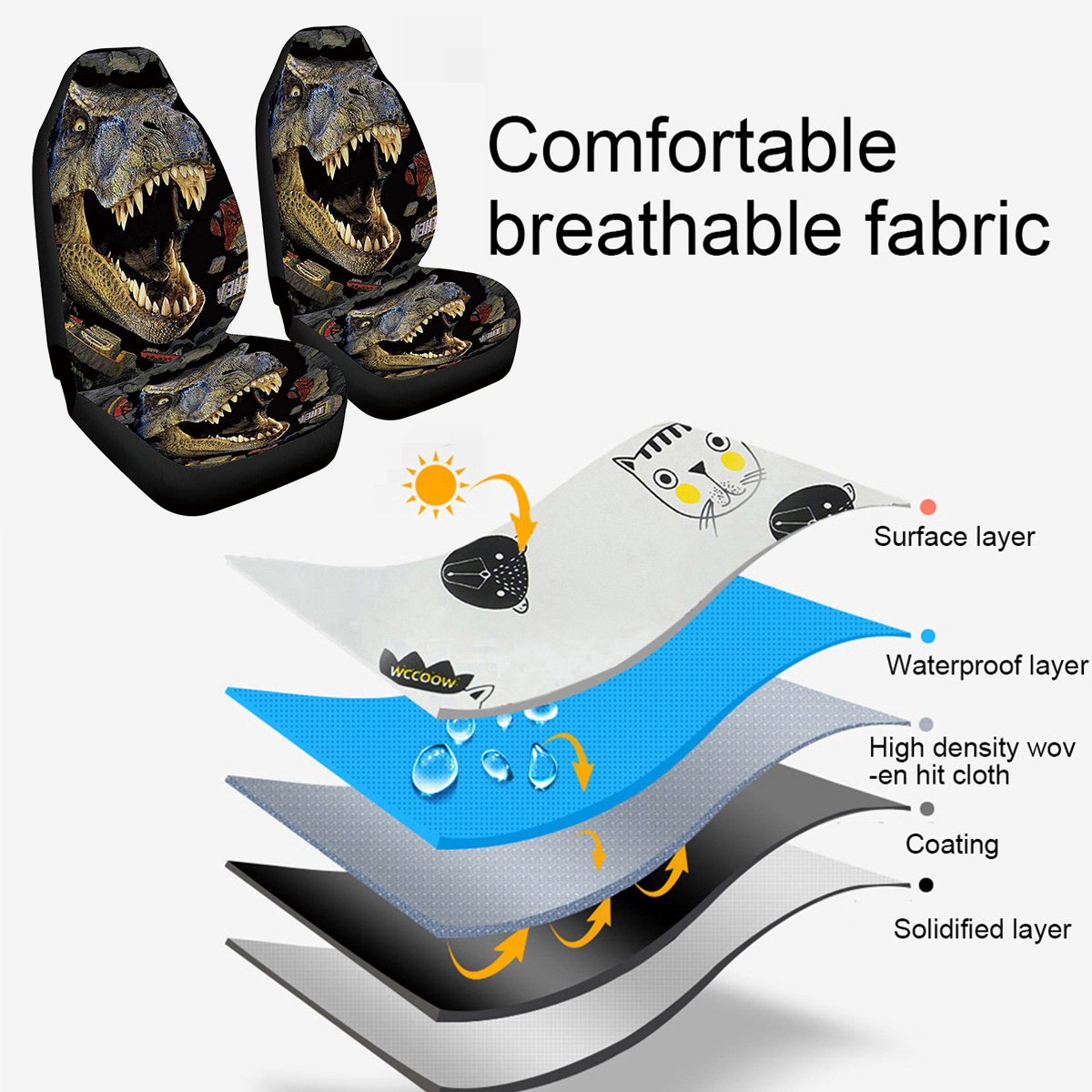 Universal-Dinosaur-Pattern-Front-Rear-Car-Floor-Mat-Pad-Washable-Anti-Dust-1803005