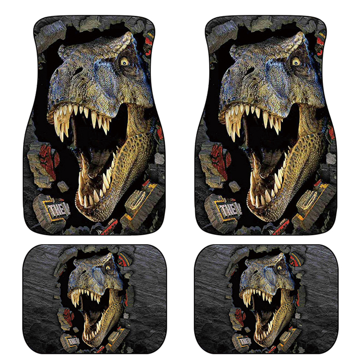 Universal-Dinosaur-Pattern-Front-Rear-Car-Floor-Mat-Pad-Washable-Anti-Dust-1803005
