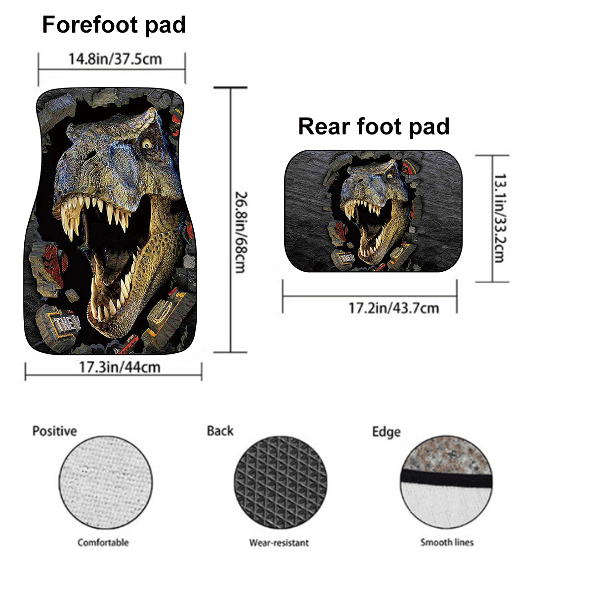 Universal-Dinosaur-Pattern-Front-Rear-Car-Floor-Mat-Pad-Washable-Anti-Dust-1803005
