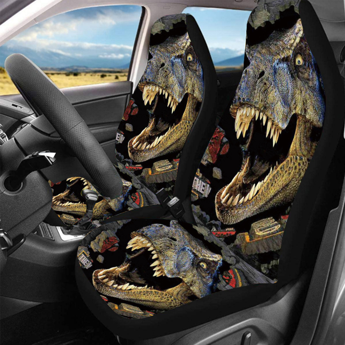 Universal-Dinosaur-Pattern-Front-Rear-Car-Floor-Mat-Pad-Washable-Anti-Dust-1803005