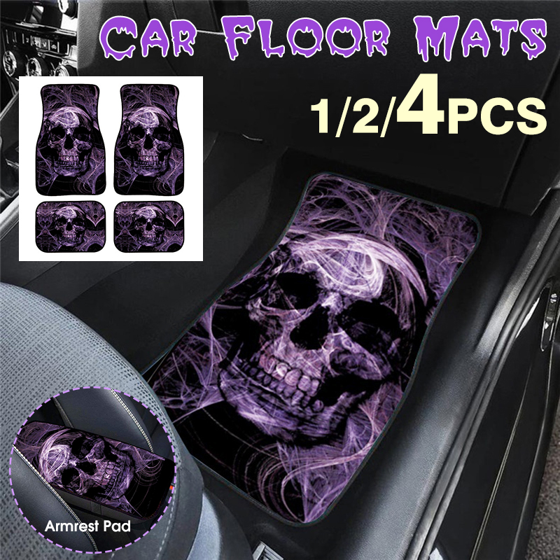 Universal-Skull-3D-Printing-Car-Floor-Mats-Front--Rear-Carpet-Mat-Armrest-1803001