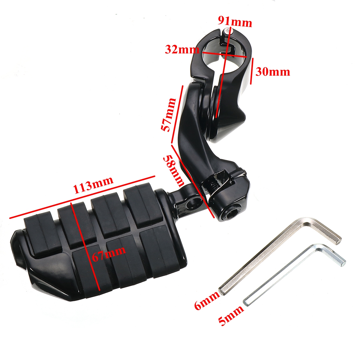 125inch32mm-Black-Foot-Adjustable-Pegs-Pedal-Long-Angled-For-Harley-Davidson-1227214