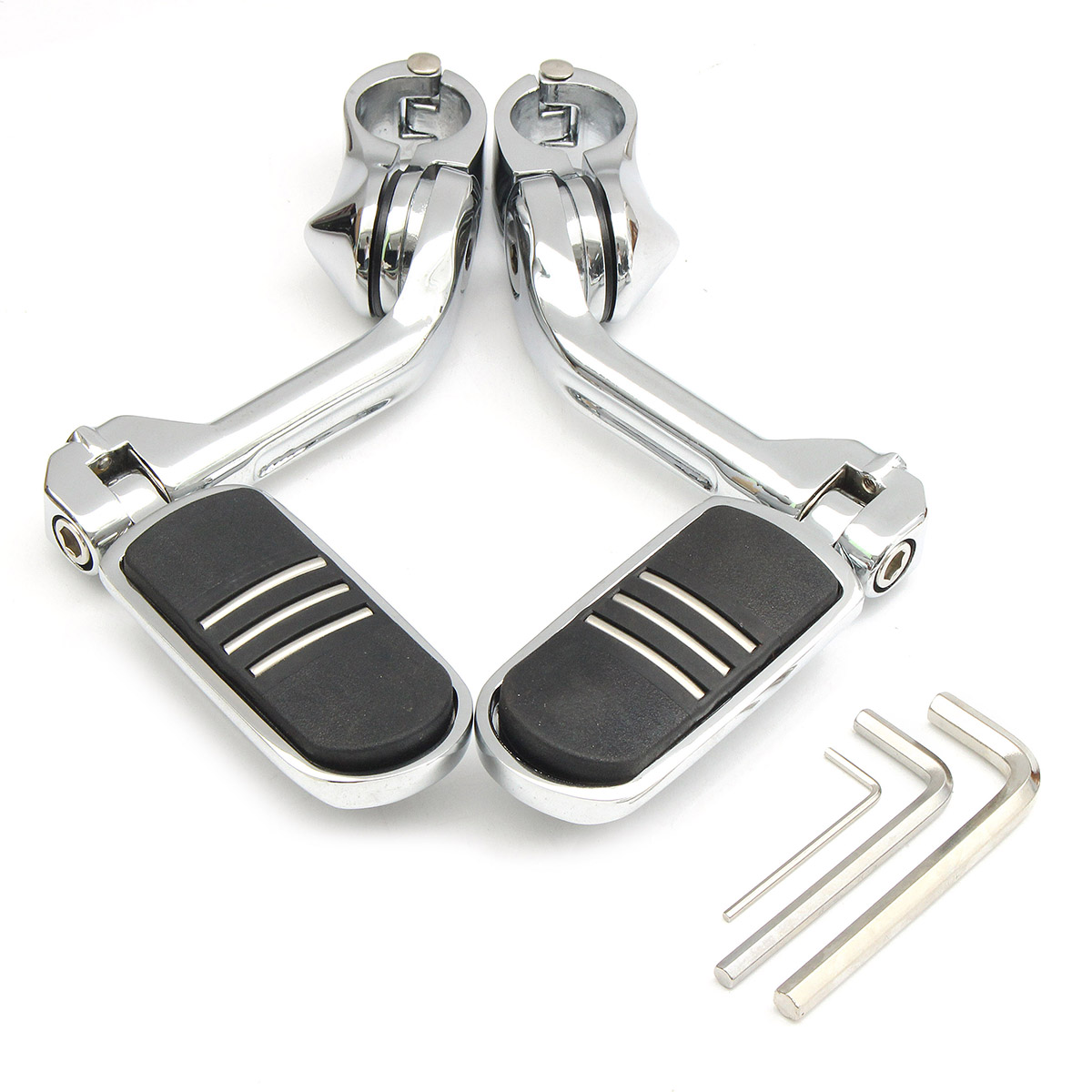 32mm-125Inch-Adjustable-Chrome-Rear-Foot-Pegs-Pedals-For-Harley-Davidson-1103256