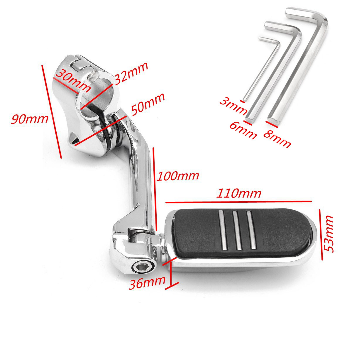 32mm-125Inch-Adjustable-Chrome-Rear-Foot-Pegs-Pedals-For-Harley-Davidson-1103256