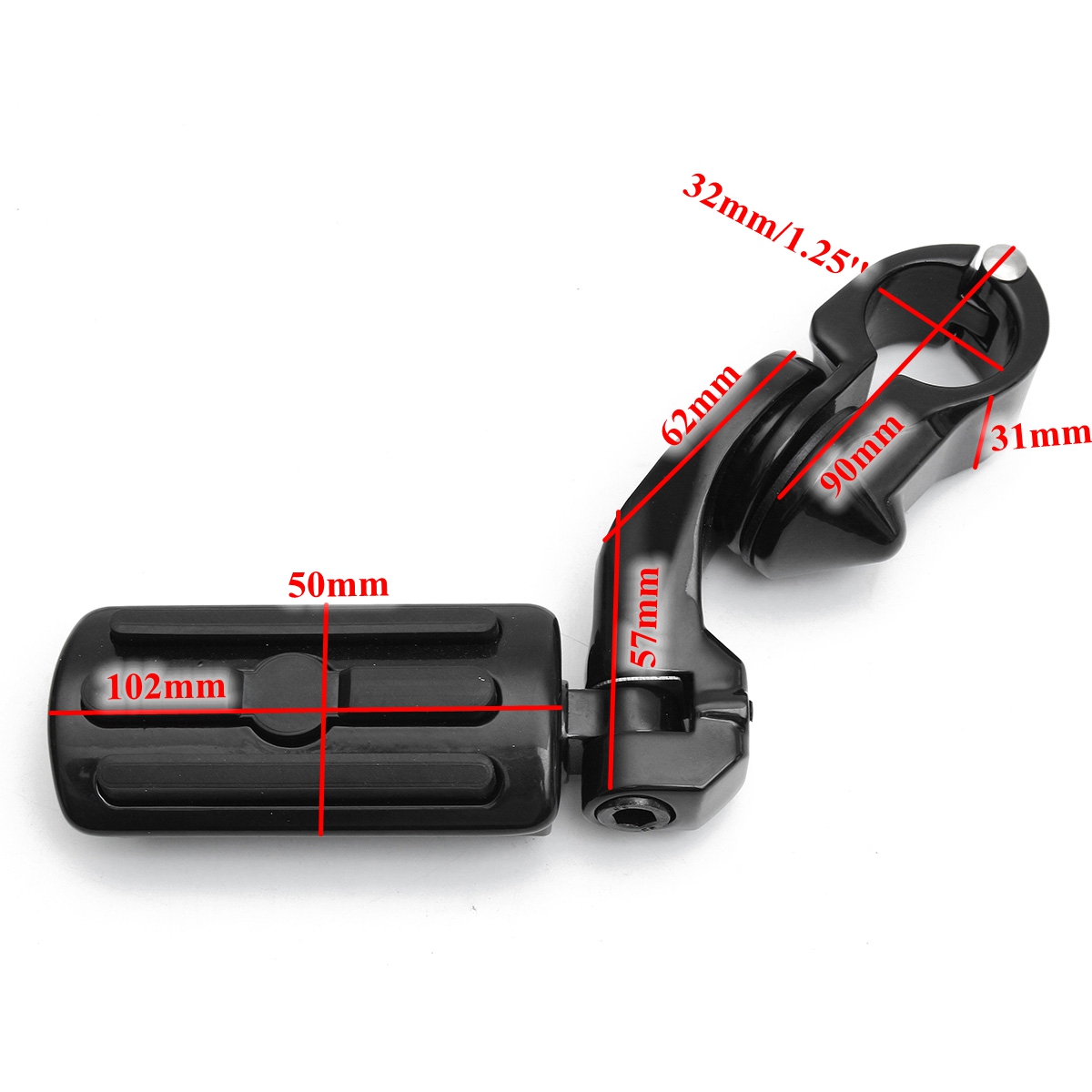 Black-125inch-32cm-Adjustable-Foot-Pegs-Pedals-Rear-Short-Type-For-Harley-1140881
