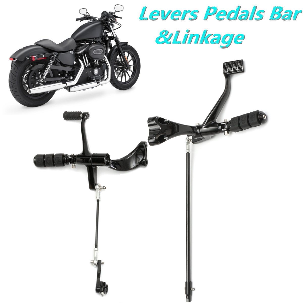 Black-Pedals-Bar-Linkage-Levers-For-Harley--Davidson-2014-2017-Complete-Kit-1187794