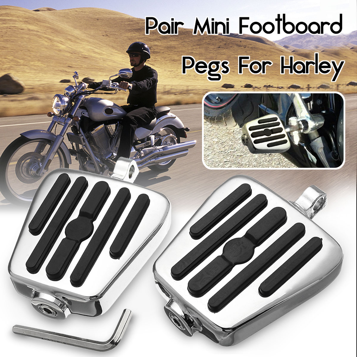 Male-Mount-Footboards-Motorcycle-Foot-Board-Pegs-For-Harley-Davidson-Chrome-1410161