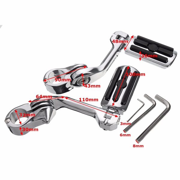 Pair-125inch-32cm-Adjustable-Foot-Pegs-Pedals-Long-Mount-For-Harley-Davidson-1042079