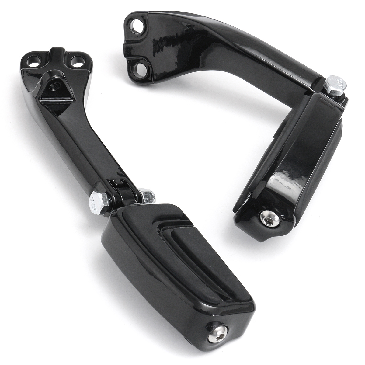 Pair-Passenger-Sport-Foot-Pegs-Mounting-Brackets-Black-Aluminum-For-Harley-1410352