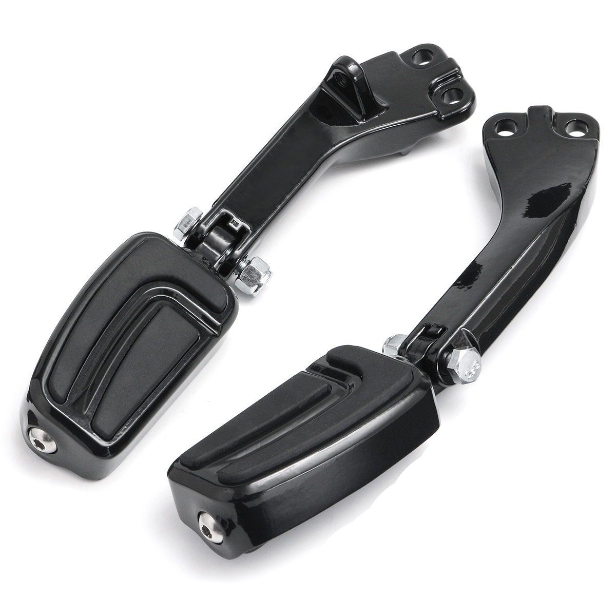 Pair-Passenger-Sport-Foot-Pegs-Mounting-Brackets-Black-Aluminum-For-Harley-1410352