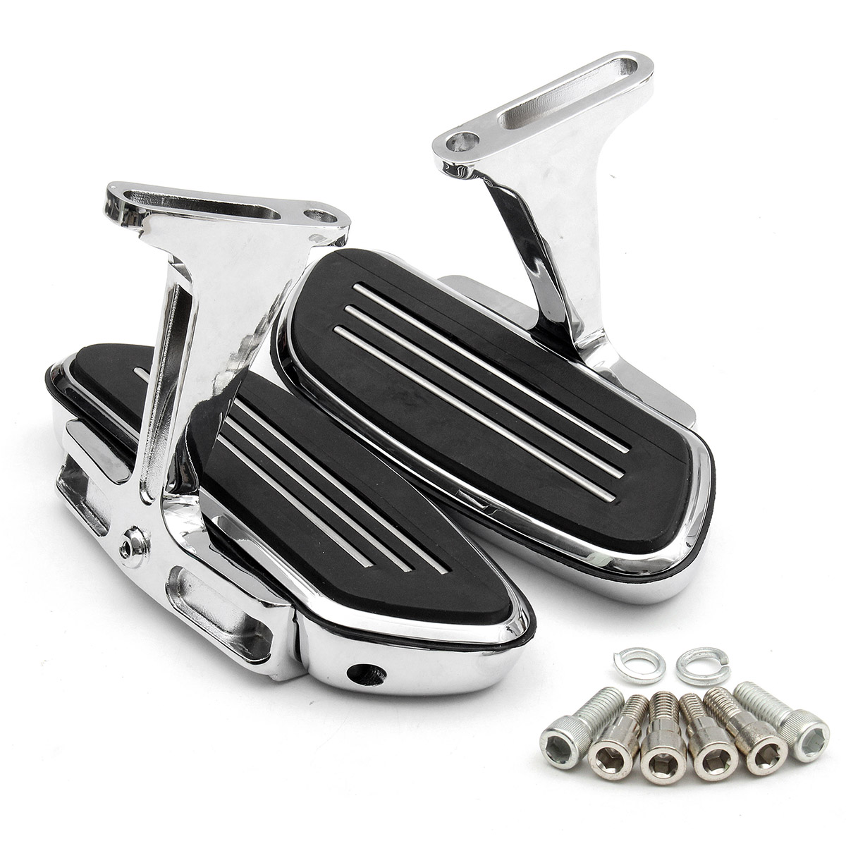 Rear-Passenger-Chrome-Foot-Board-With-Bracket-Holder-For-Harley-Touring-93-16-1089701