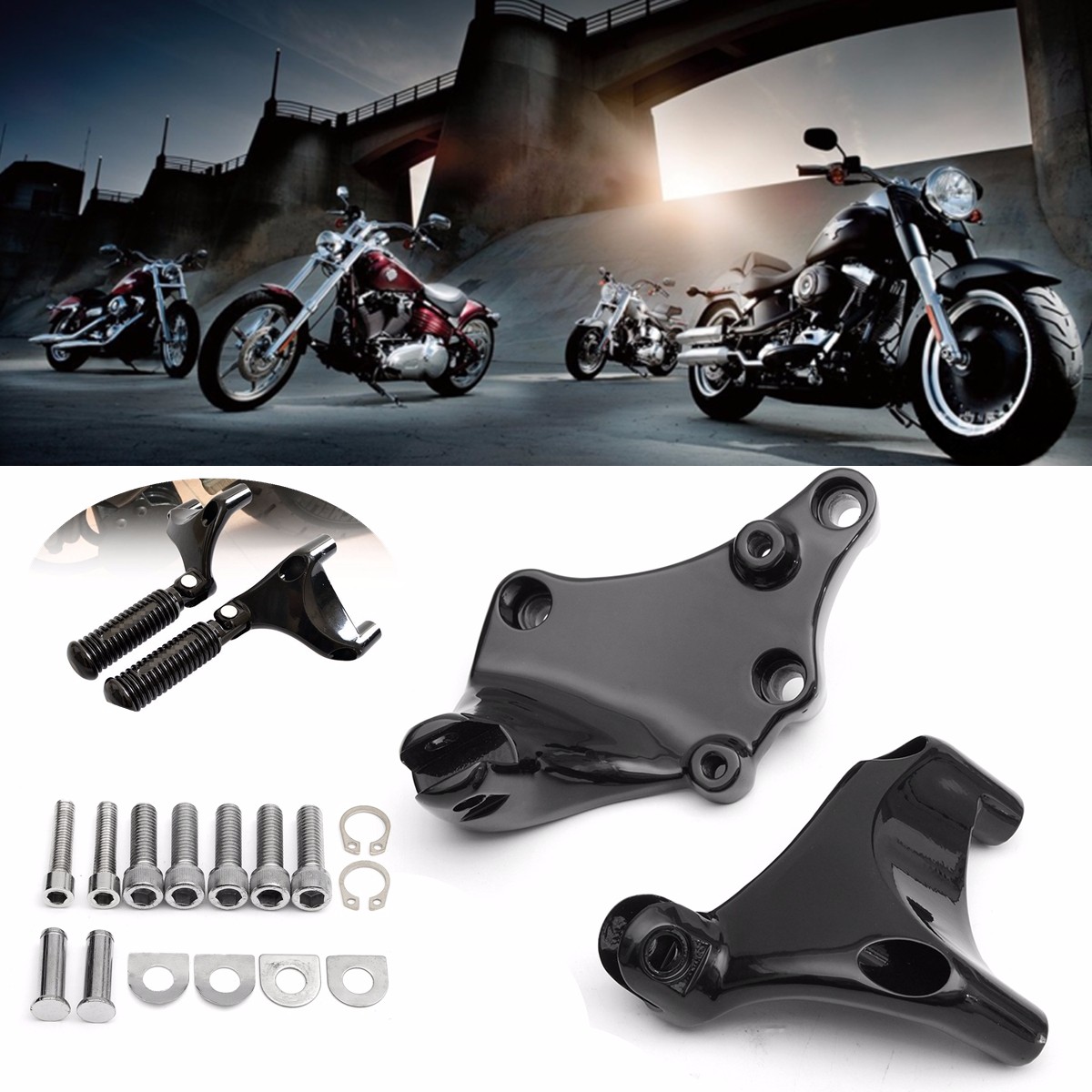 Rear-Passenger-Foot-Pegs-Pedal-Mount-For-Harley-Sportster-XL-883-1200-14-16-1118247