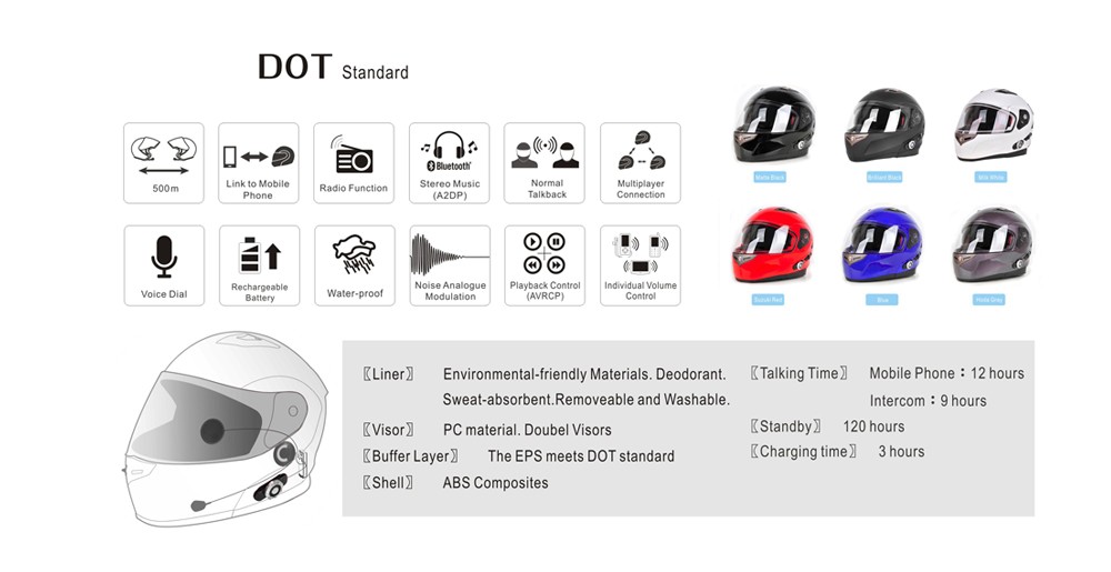FREEDCONN-BM2-S-DOT-500M-bluetooth-Intercom-Motorcycle-Helmet-Smart-Music-3-Rider-Interphon-With-FM--1588974