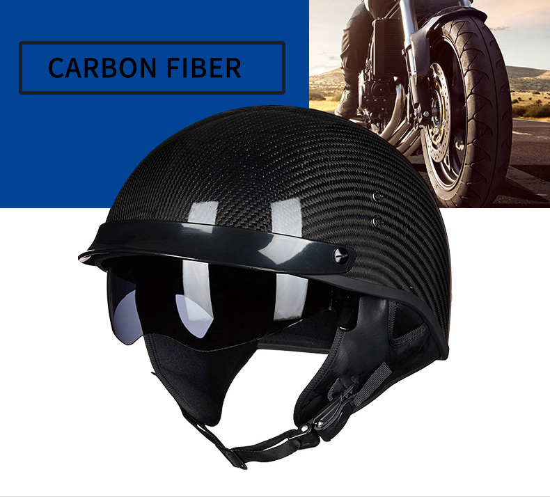 GXT-510-DOT-Motorcycle-Half-Face-Helmet-Carbon-Fiber-Open-Face-Vintage-Moto-Chopper-Scooter-Racing-M-1548345