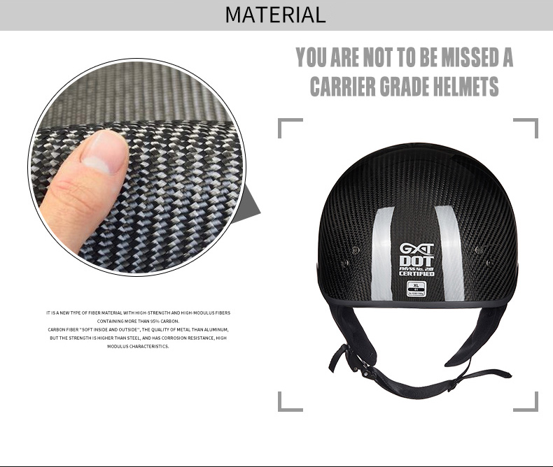 GXT-510-DOT-Motorcycle-Half-Face-Helmet-Carbon-Fiber-Open-Face-Vintage-Moto-Chopper-Scooter-Racing-M-1548345