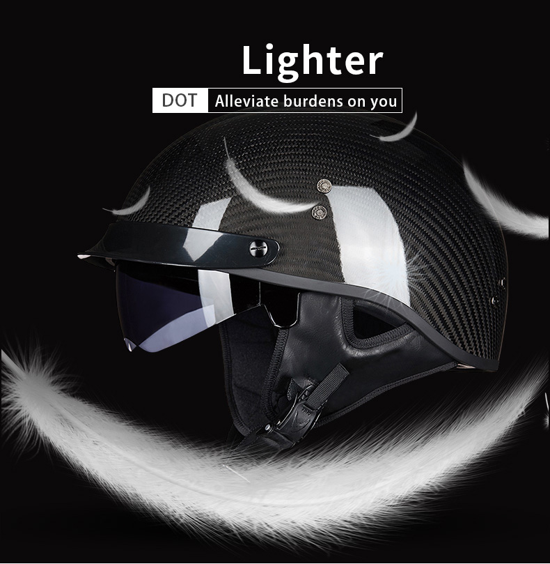 GXT-510-DOT-Motorcycle-Half-Face-Helmet-Carbon-Fiber-Open-Face-Vintage-Moto-Chopper-Scooter-Racing-M-1548345