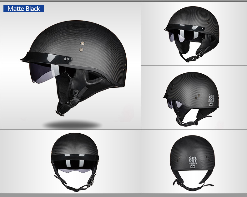 GXT-510-DOT-Motorcycle-Half-Face-Helmet-Carbon-Fiber-Open-Face-Vintage-Moto-Chopper-Scooter-Racing-M-1548345