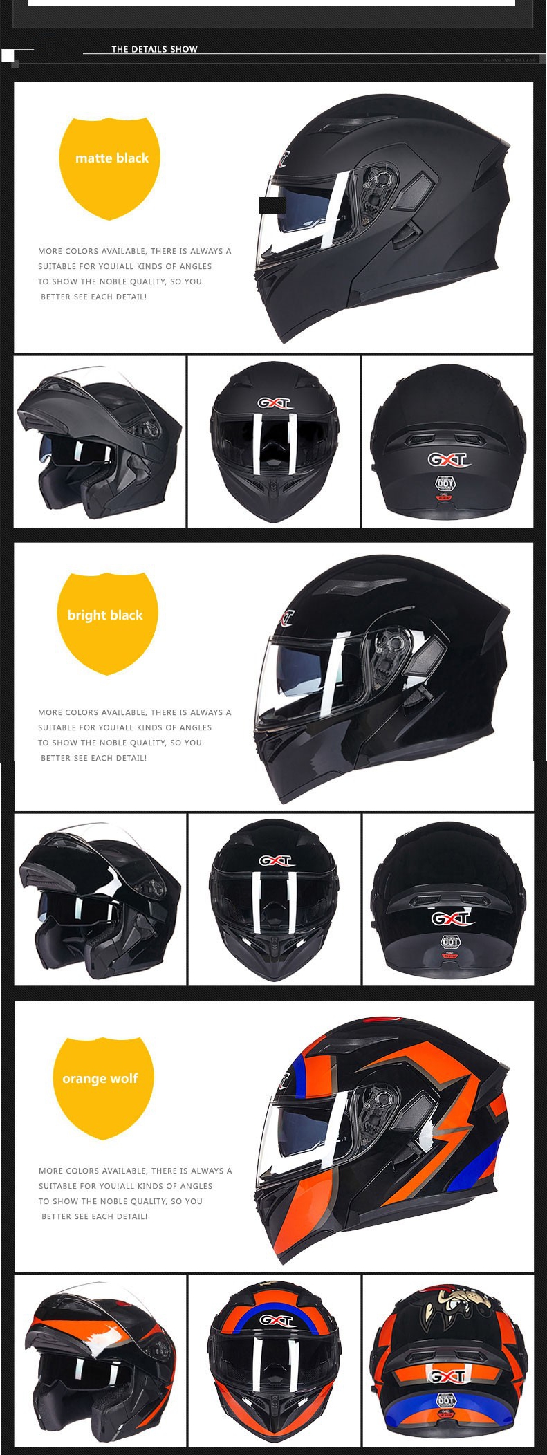 GXT-902-DOT-Motorcycle-Full-Face-Helmet-Flip-up-Motocross-Double-Lens-Racing-Riding-1555855