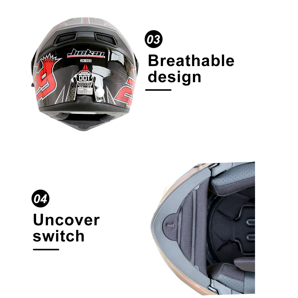 Motorcycle-Helmet-With-BT-Headset-Earphone-Intercom-Flip-Up-Modular-Motorbike-Road-Bike-1200mAh-Batt-1784284