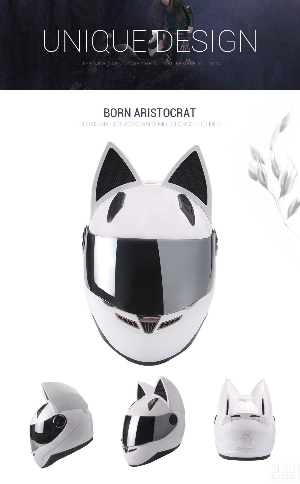 NITRINOS-Motorcycle-Full-Face-Helmet-Women-Cat-Ear-Women-Personality-5-Colors-1383453