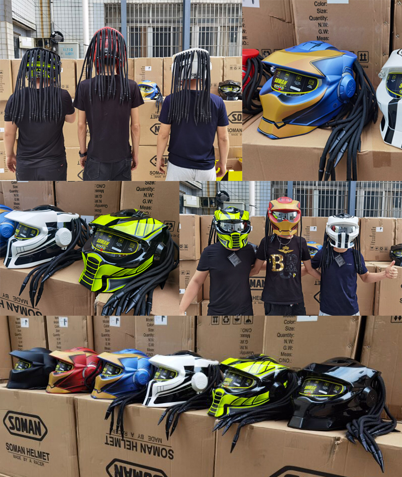 SOMAN-Hunter-Black-Flip-Up-Custom-Laser-Light-Antifogging-Lens-Full-Face-Helmets-Cool-Casco-Moto-Mot-1712696