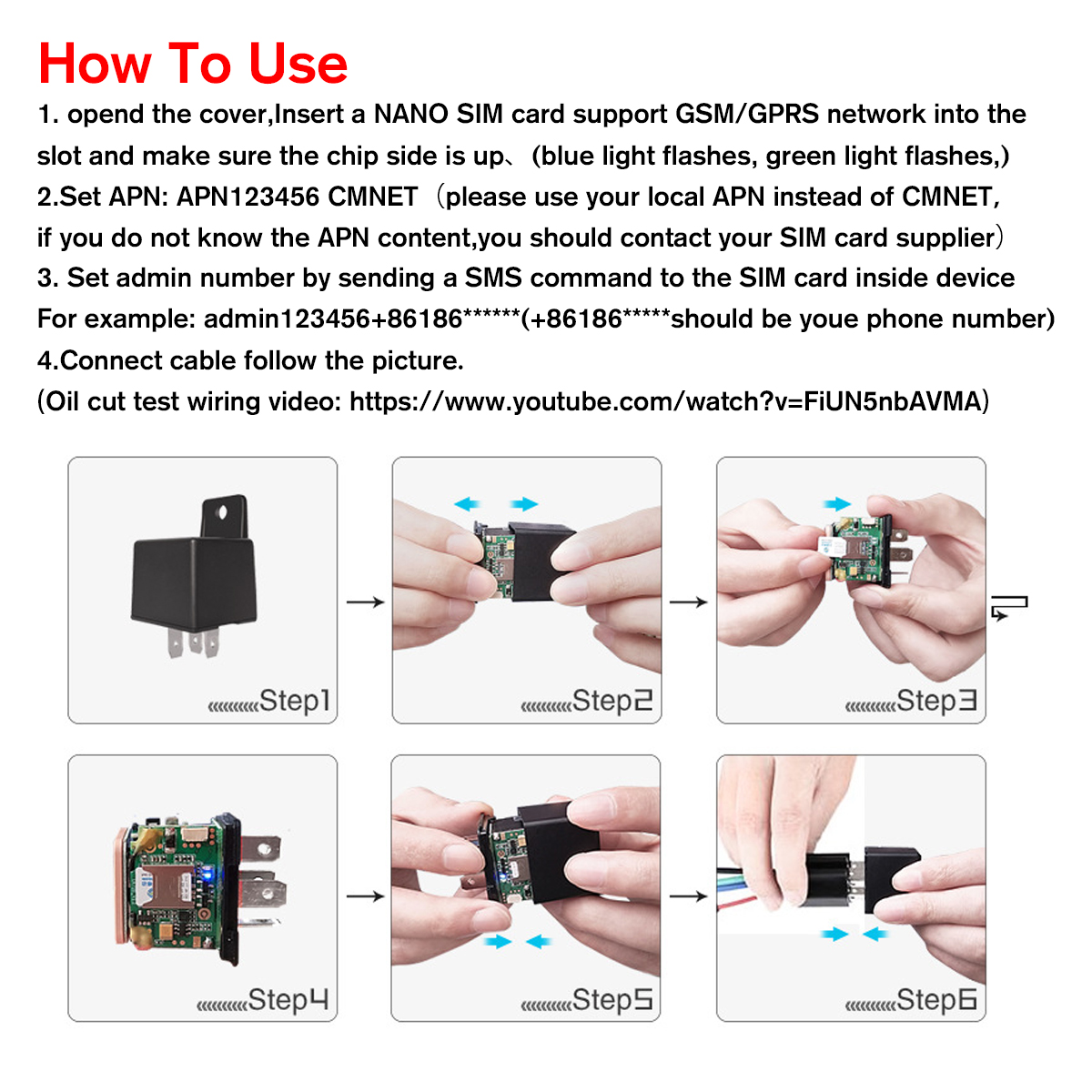 CJ720 Relay GPS Tracker GSM GPRS Locator Anti-theft System Remote Cut