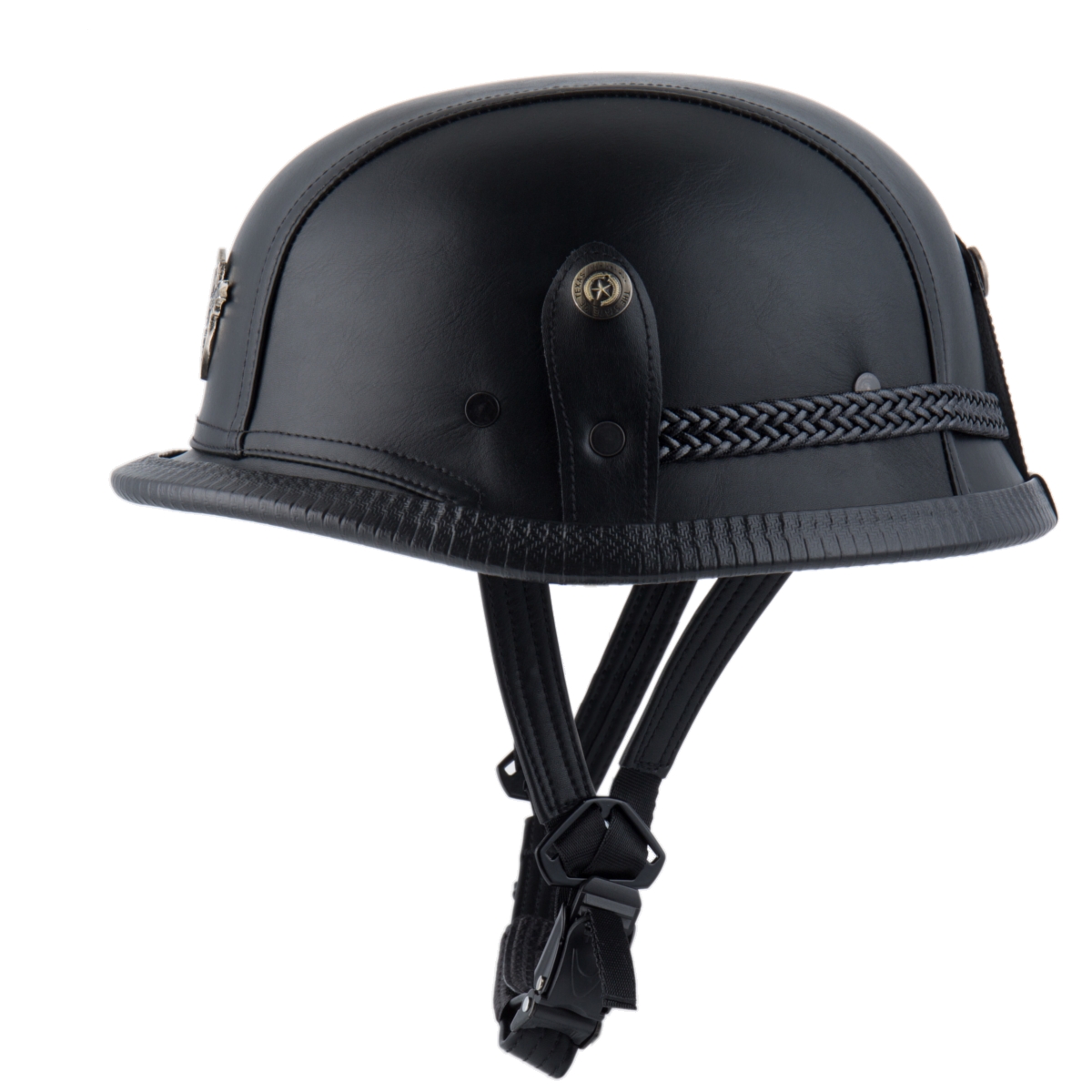 BYB-Retro-Cruiser-Half-Face-Helmet-Motorcycle-Riding-Leather-CamouflageBlack-1376980