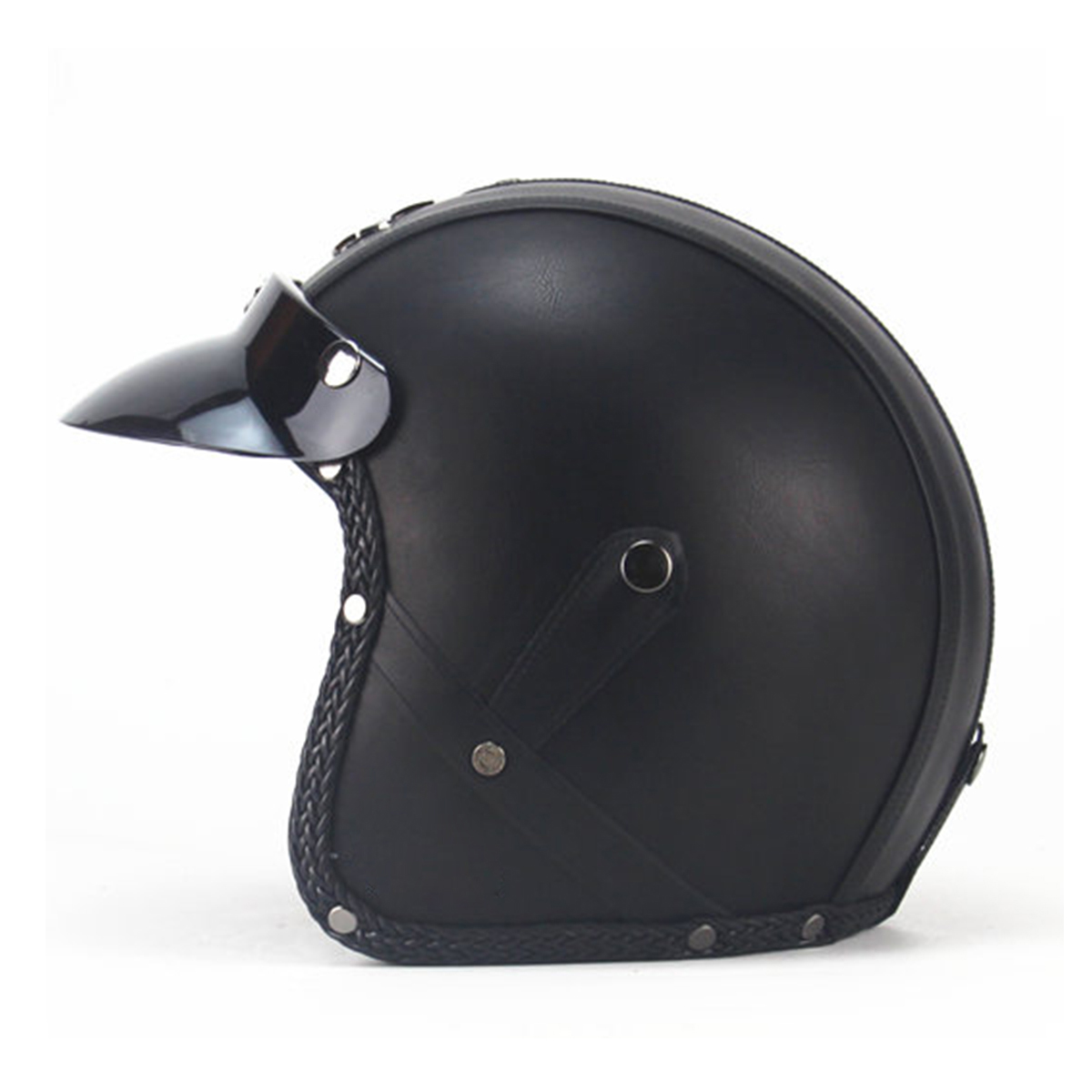 DOT-34-Face-Vintage-Leather-Motorcycle-Helmet-Motorbike-Scooter-Crash-Visor-M-L-XL-1418824