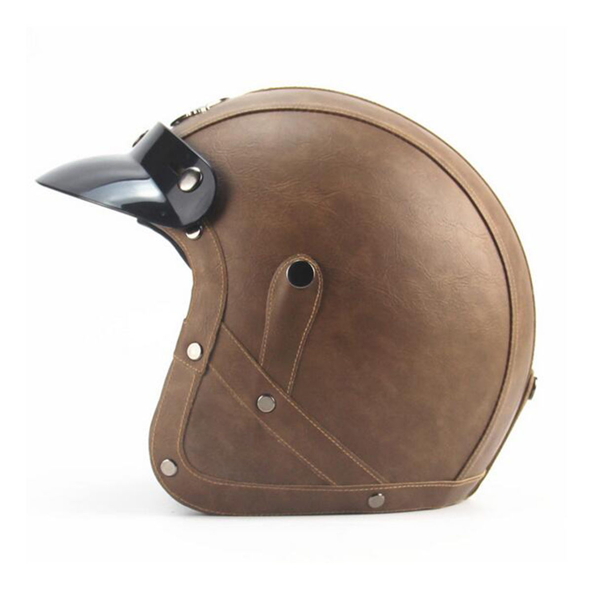 DOT-34-Face-Vintage-Leather-Motorcycle-Helmet-Motorbike-Scooter-Crash-Visor-M-L-XL-1418824