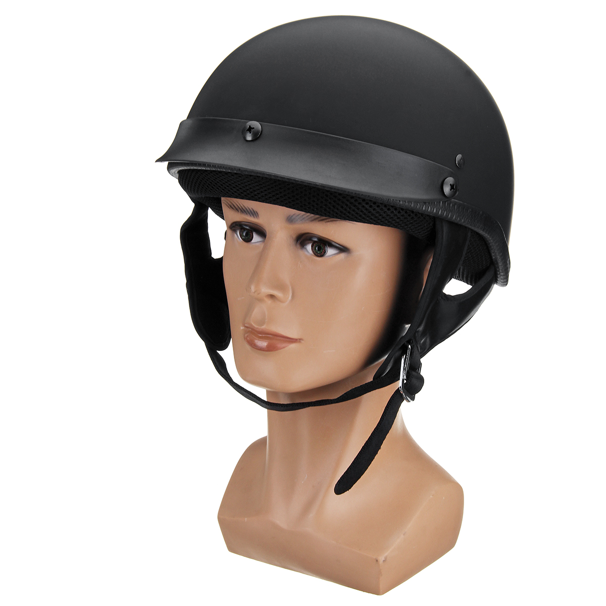DOT-CE-Motorcycle-Half-Face-Helmet-Chopper-Cruiser-Scooter-ABS-Shell-M-XXL-Black-1500474