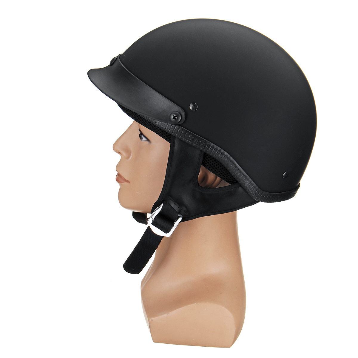 DOT-CE-Motorcycle-Half-Face-Helmet-Chopper-Cruiser-Scooter-ABS-Shell-M-XXL-Black-1500474