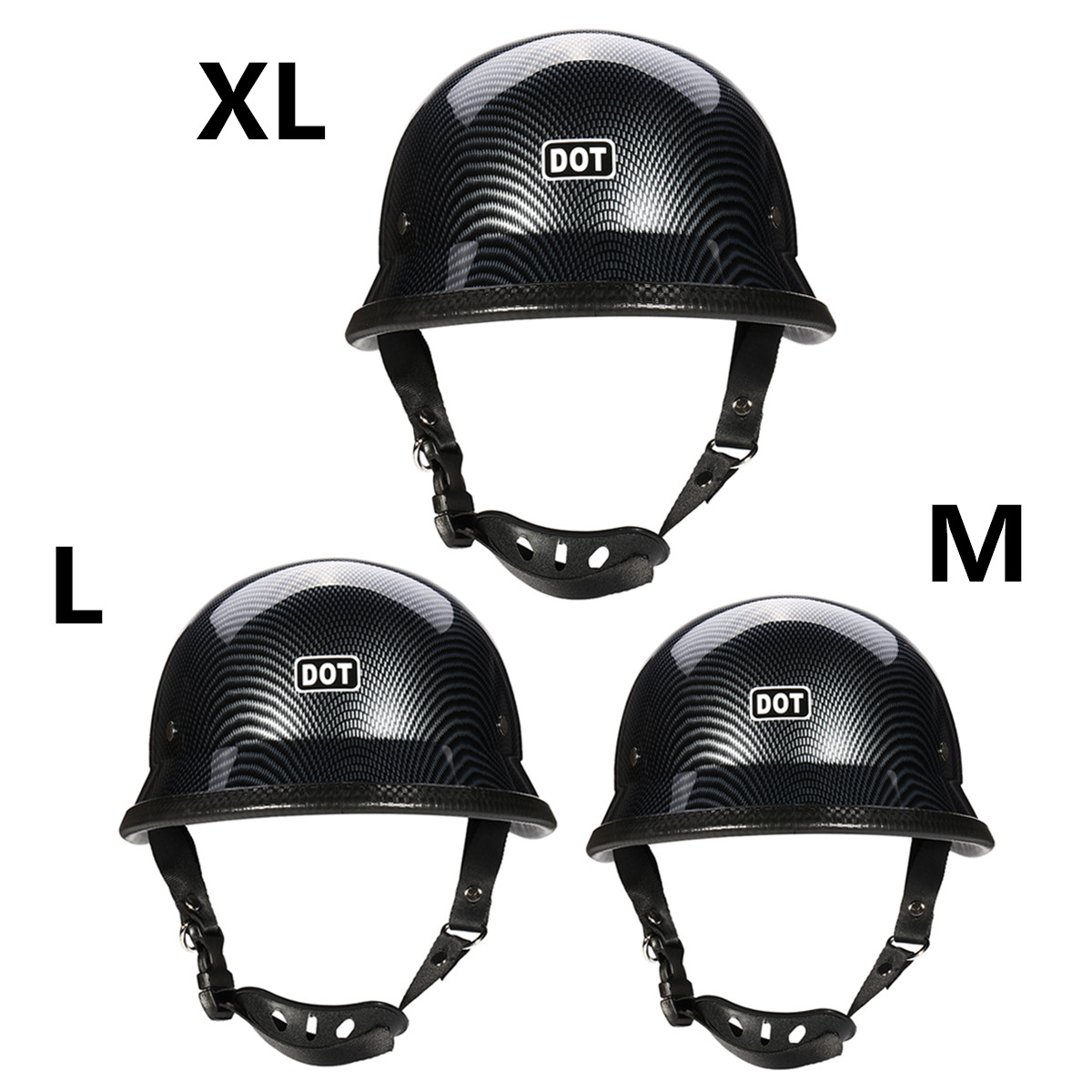 DOT-German-Motorcycle-Carbon-Fiber-Half-Face-Helmet-Chopper-Cruiser-Biker-MLXL-1312964