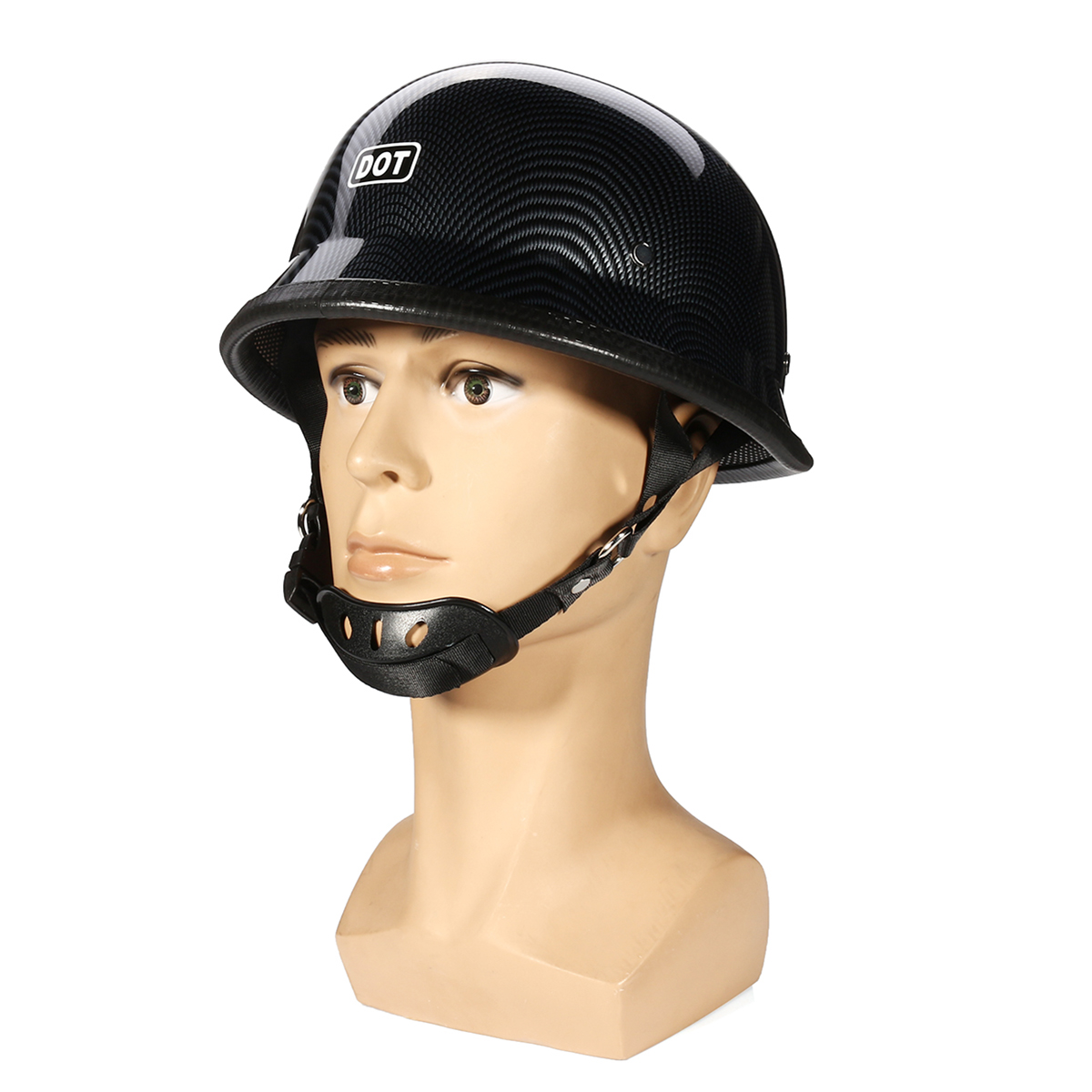 DOT-German-Motorcycle-Carbon-Fiber-Half-Face-Helmet-Chopper-Cruiser-Biker-MLXL-1312964