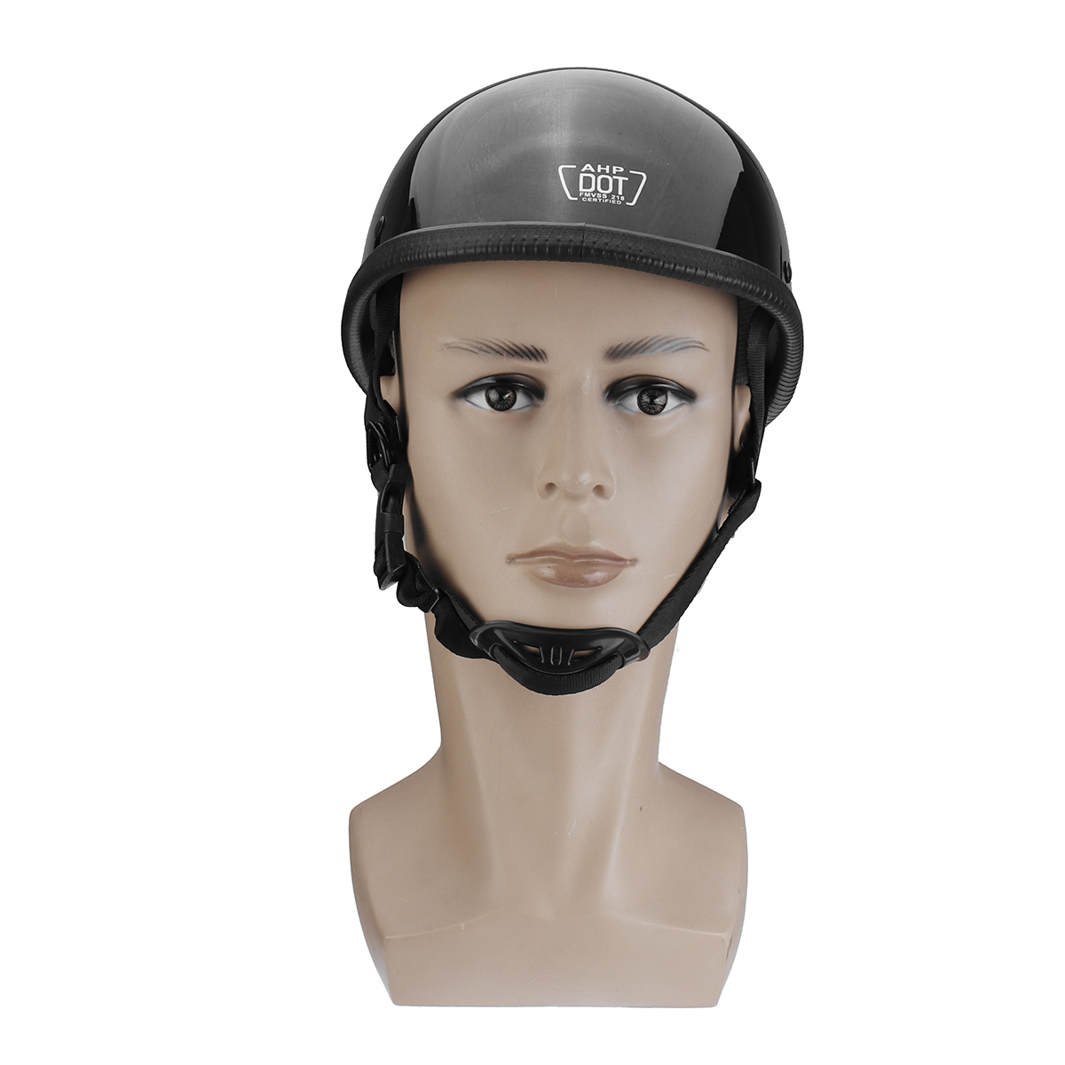 MLXL-DOT-Motorcycle-German-Style-Half-Face-Helmet-Motocross-Scooter-Glossy-Black-1531209