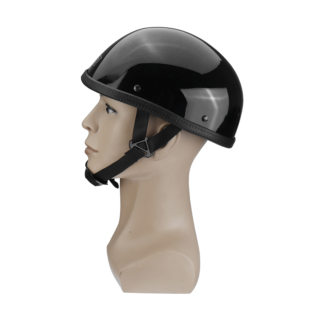 MLXL-DOT-Motorcycle-German-Style-Half-Face-Helmet-Motocross-Scooter-Glossy-Black-1531209