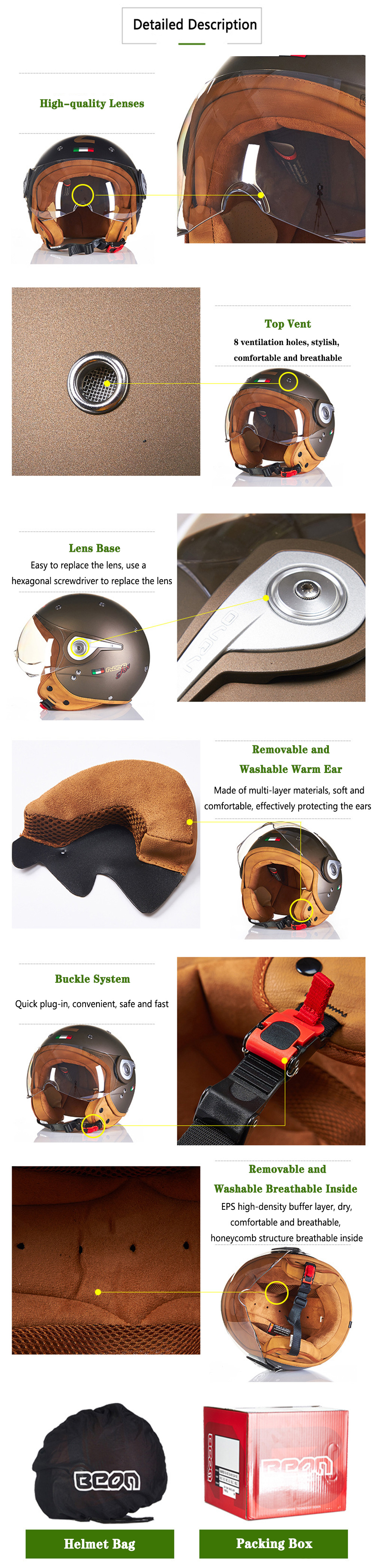 Motorcycle-ECE-Safety-Half-Face-Helmet-Air-Force-For-BEON-B-110-1045565