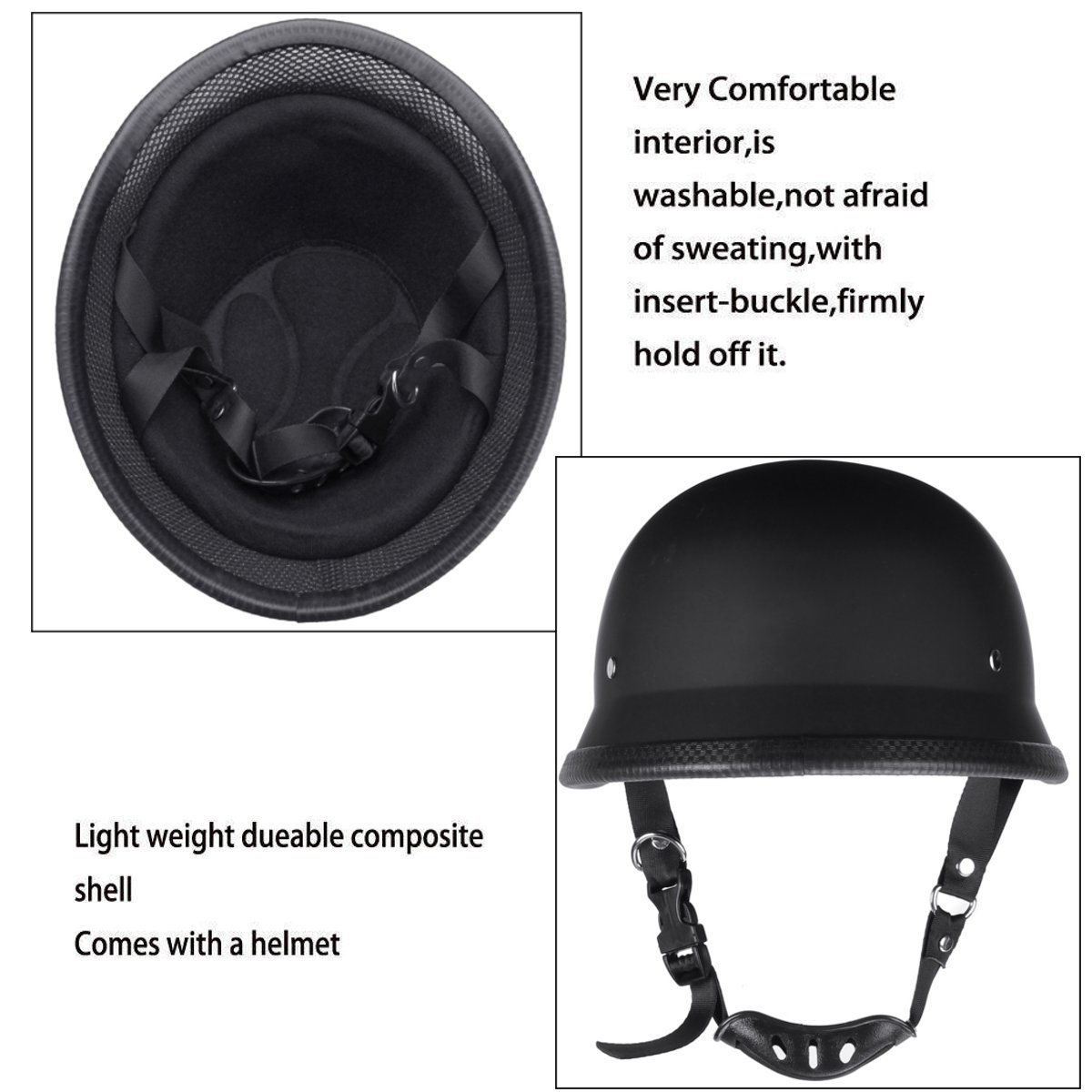 Motorcycle-German-Style-Half-Face-Helmet-Motocross-Matte-Black-MLXL-1271302